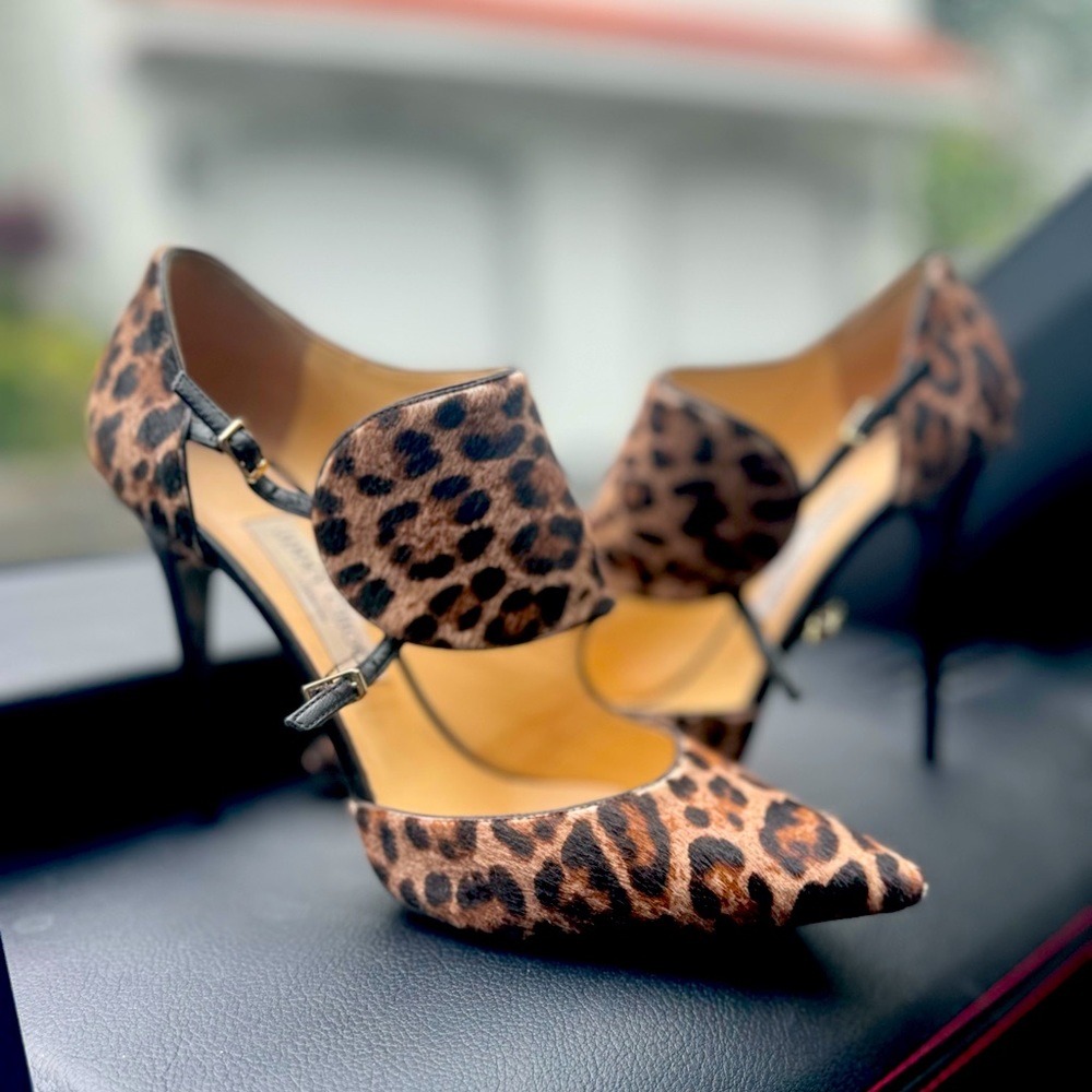 JIMMY CHOO PONY HAIR ANIMAL PRINT SZ39 heels $299